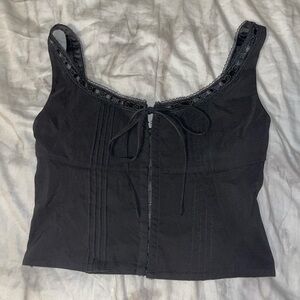 Black Lace Detail Tank Top